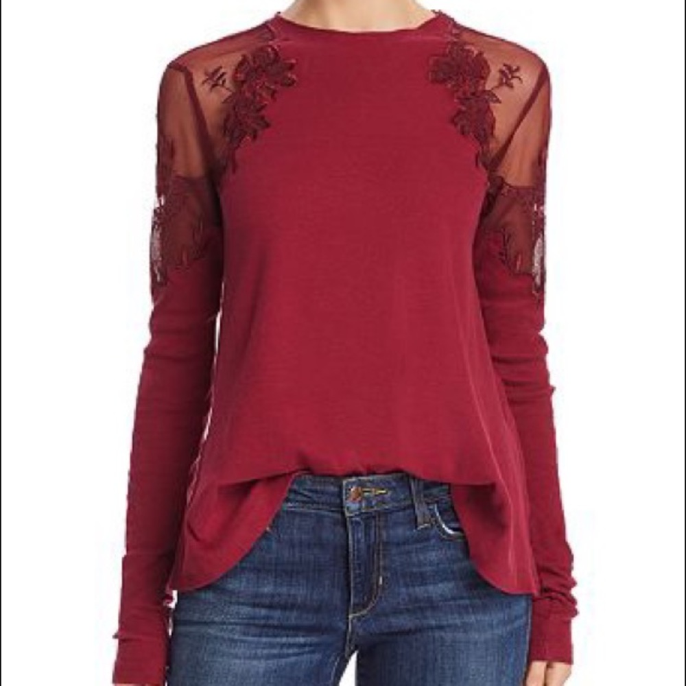 Free people DANIELLA SHEER SHOULDER LACE TOP